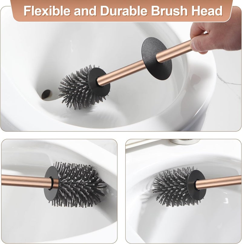 BVL Toilet Brush and Holder Set Rose Gold Freestanding for Bathroom - Image 4